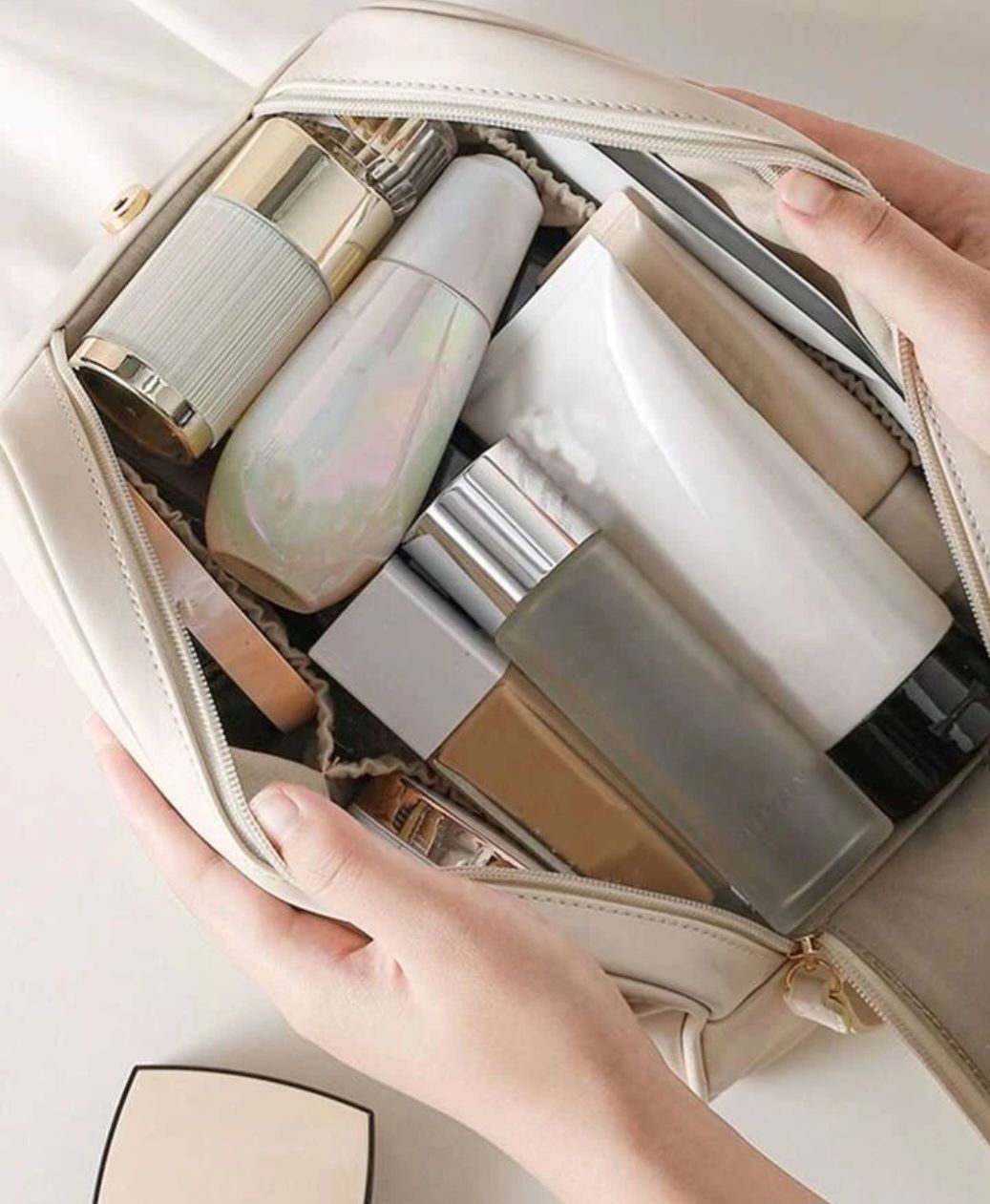 Double Zipper Portable Makeup Bag