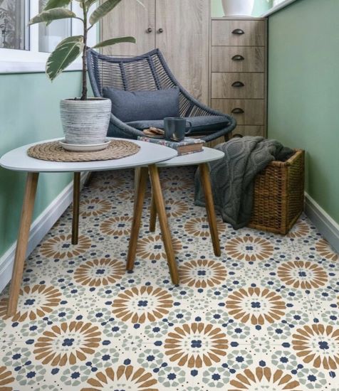 Vinyl Floor Tiles  -  Flower Print