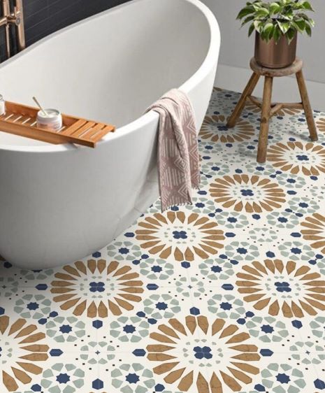 Vinyl Floor Tiles  -  Flower Print